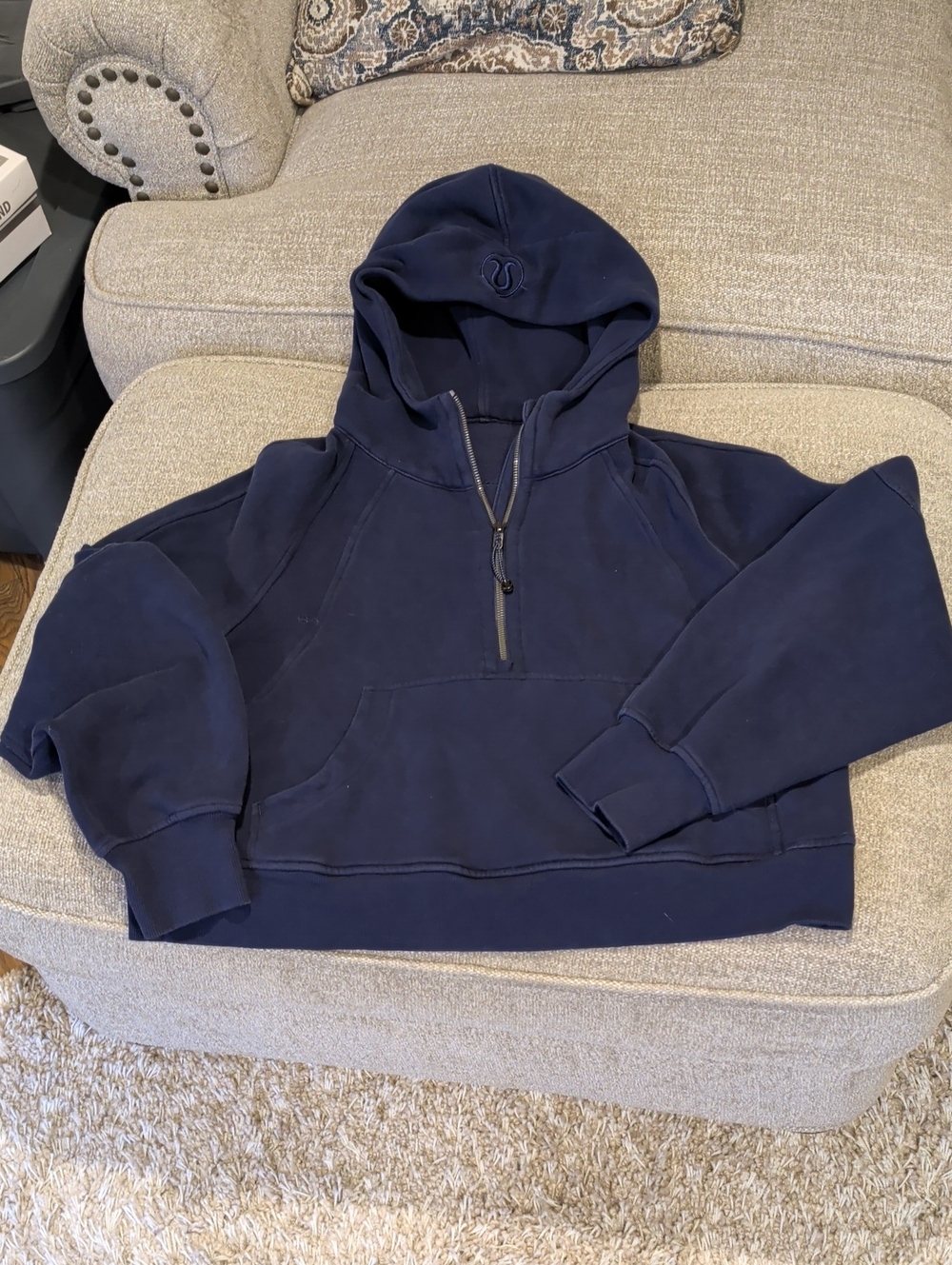 lululemon athletica Women's Navy Half-Zip Hoodie Sweatshirt